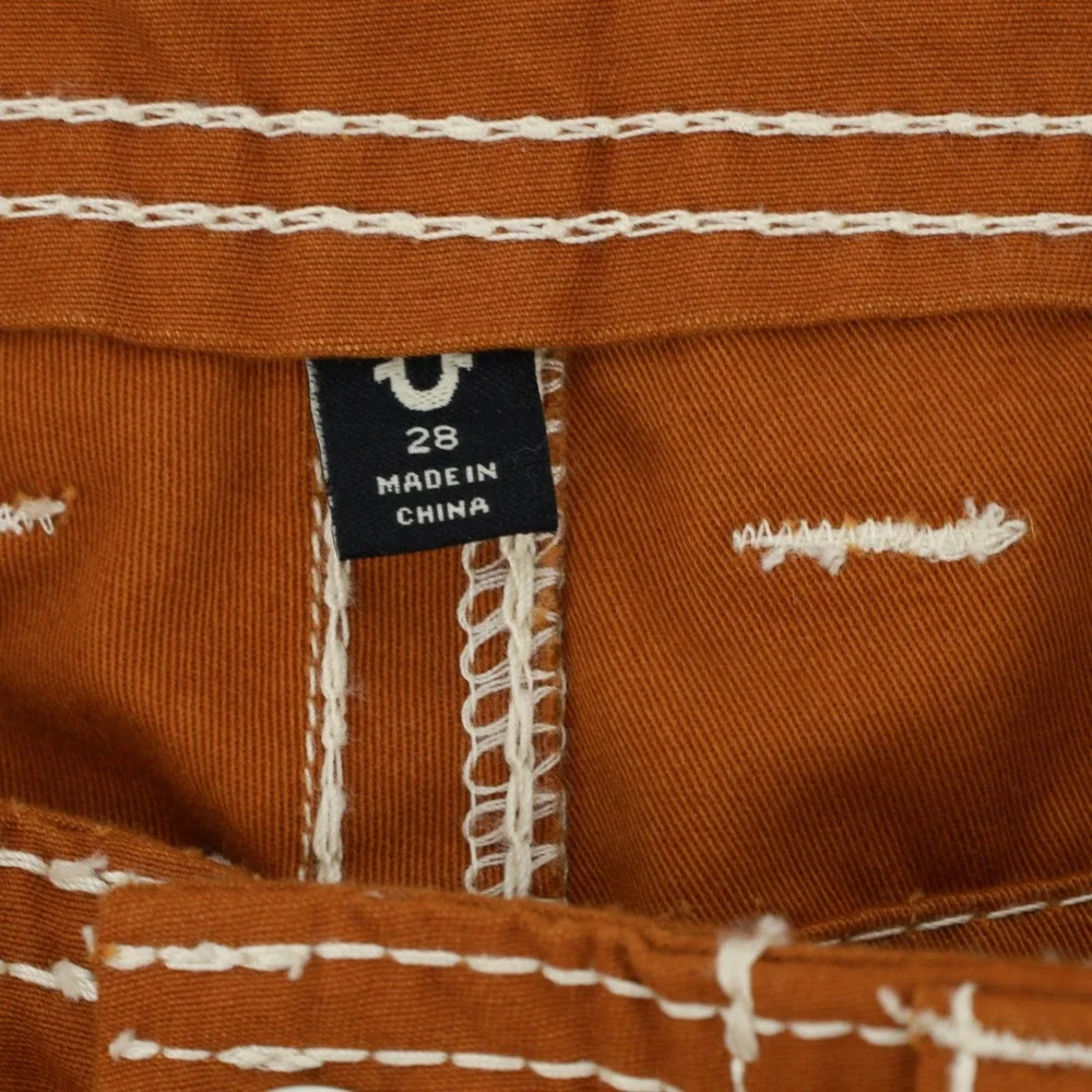 True Religion‎ Big T Double Pocket Baggy Cargo Jeans Caramel Cafe Size 28 Cotton